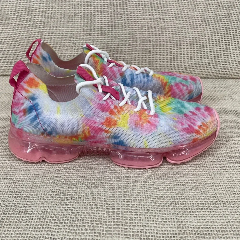 Womens Tie Dye Mesh Knit Bubble Sole Sneakers‎ Multicolor Pink Size 8 US 39 EU
